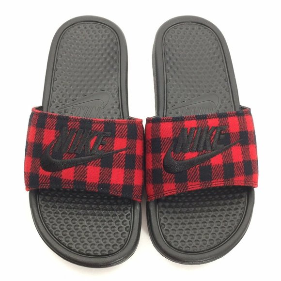 nike flip flops red and black